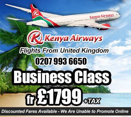 kenya Airways business class promotional fare